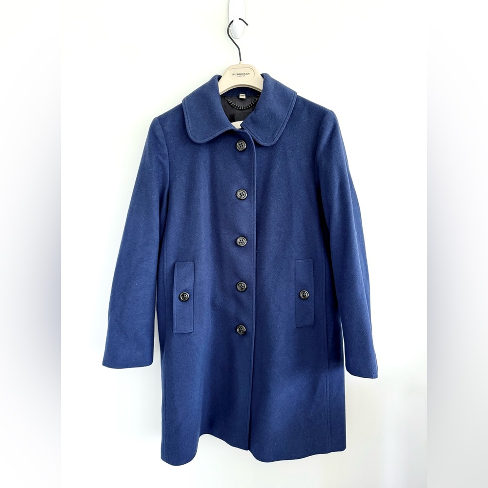 Burberry London Cashmere & Wool Classic Blue Women's Coat Jacket Size 8